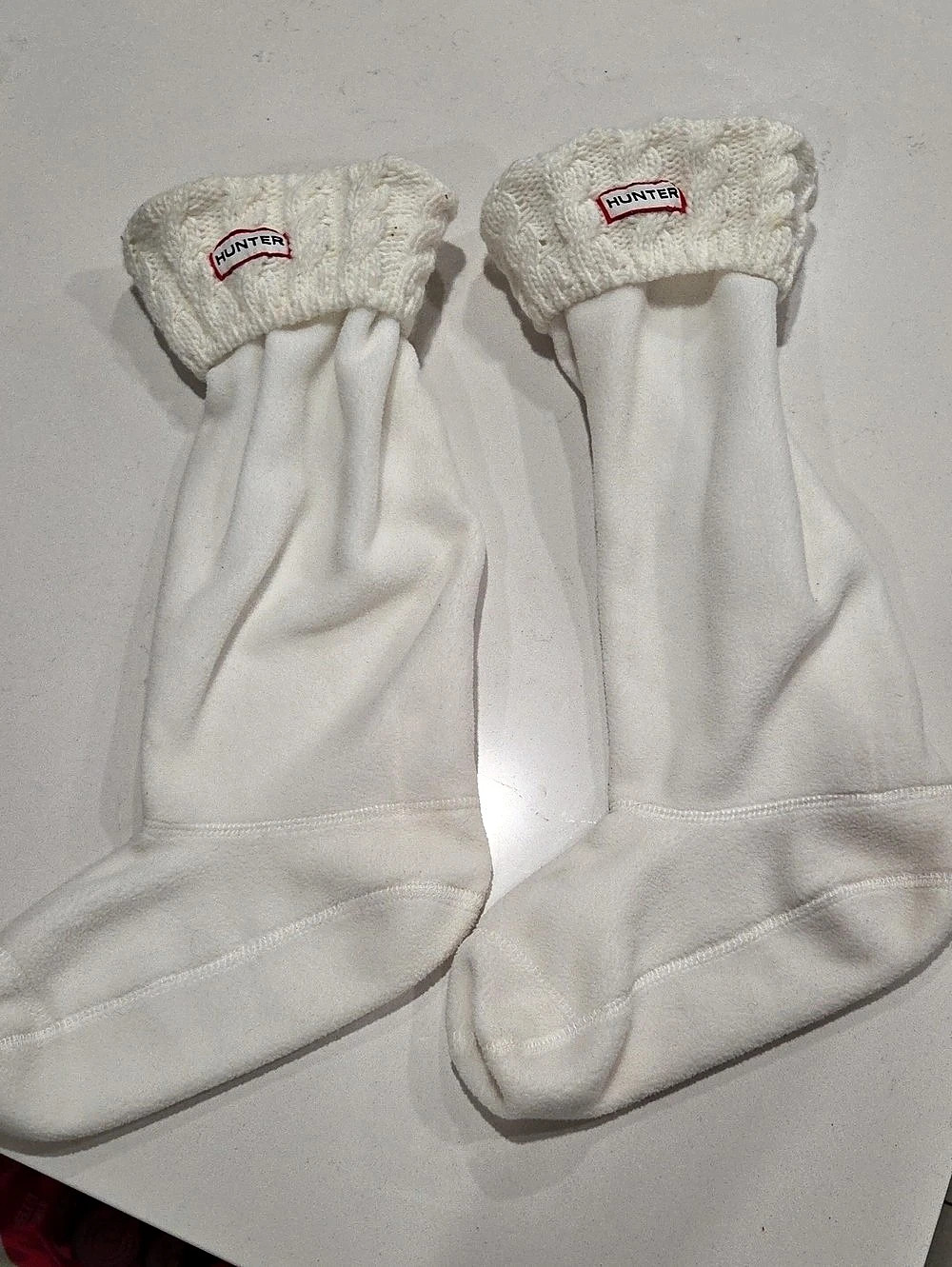 Hunter White Fleece-Lined Cardigan Boot Sicks Size 6-8 Womens